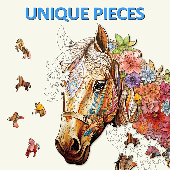 Wooden Puzzles for Adults, Wooden Horse Puzzles, 200 Pieces Puzzles for Adults, Birthday Gifts for Puzzle Lover, Wooden Jigsaw Puzzle (M-11.4 * 11in)