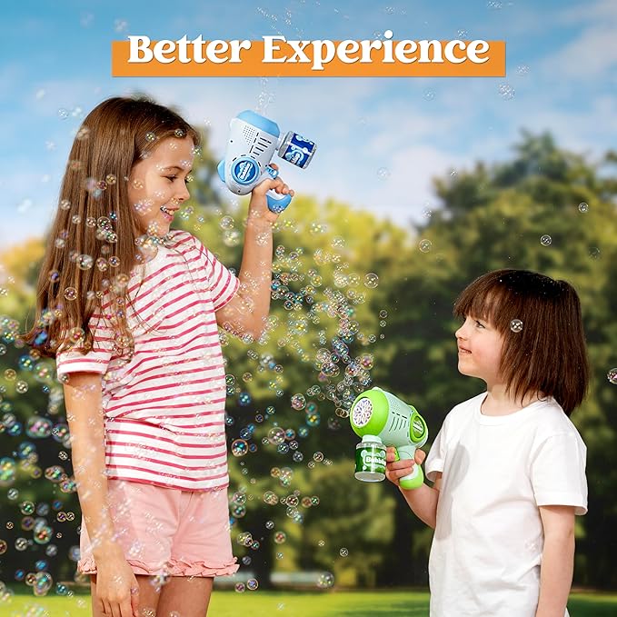 JOYIN 2 Kids Bubble Guns with 4 Bottles Solution, Automatic Bubble Machine Gun with 8 Holes for Kids, Adults, Summer Toys, Easter Basket Stuffers, Birthday Gift, Party Favors