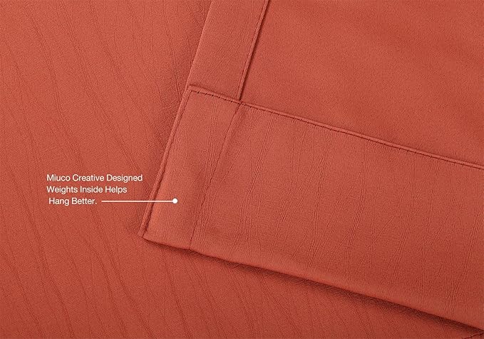 MIUCO Blackout Curtains Room Darkening Curtains Textured Grommet Panels for Living Room 2 Panels 52x84 Inch Long Rust