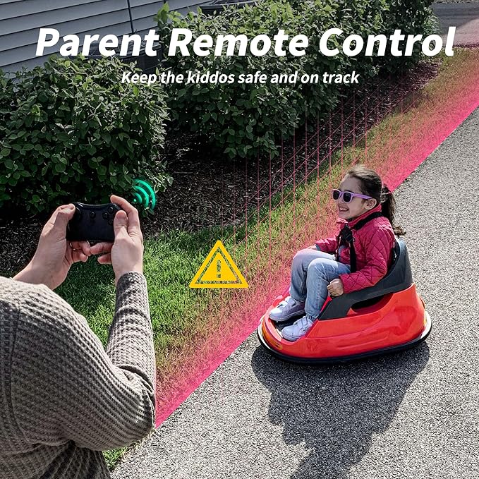 12V Kids Electric Bumper Car, Baby Bumper Car for Toddlers w/Remote Control, 360° Spinning - Red