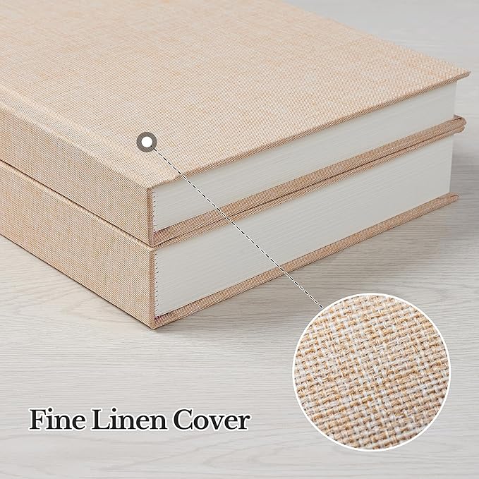 Photo Album 5x7 with Writing Space Linen Cover 5x7 Photo Album Book Holds 20 Photos Ideal for Wedding Theme-Album and Baby Photo Albums (Beige,20 Pockets)