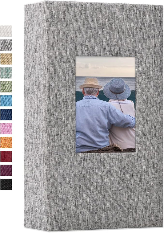Vienrose Photo Album 4x6 with 300 Pockets Fabric Linen Cover Photo Book Slip-in Picture Albums for Baby Wedding Family Grey