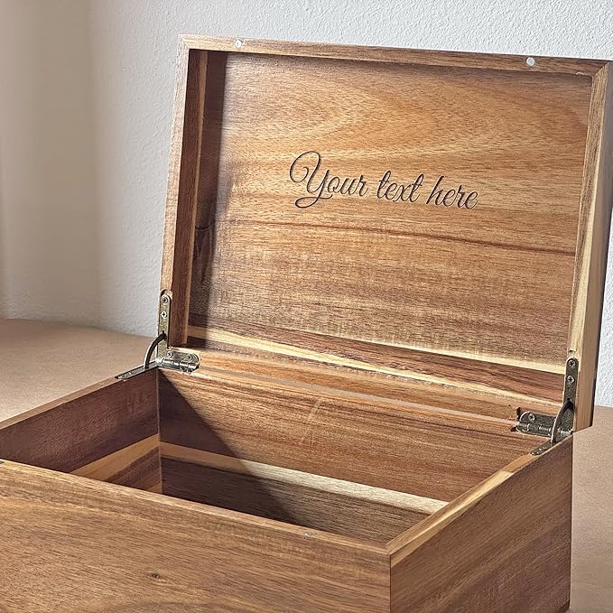 Travel Keepsake Box - Our Adventure Memory Box, Personalized Travel Couple Gift, Bamboo Wood Chest Trunk for Couples, Keepsake Storage for Tickets, Custom Valentine's Gifts, 11 x 8 x 4.75 in