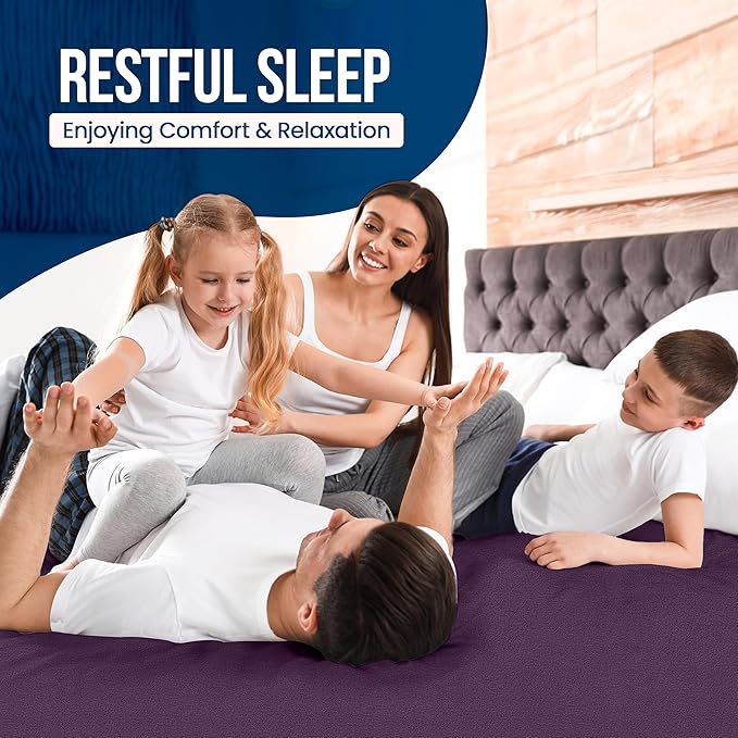 Utopia Bedding Waterproof Mattress Protector Queen Size, Premium Terry Mattress Cover 200 GSM, Breathable, Fitted Style with Stretchable Pockets (Purple)