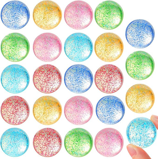 JOYIN 24 PCS Glitter Bouncy Balls, 6 Styles 32mm Assorted Bouncy Balls Bulk with Storage Bag, Bounce Toys for Kids Party Favors Birthdays Gifts Goodie Bags Stuffers Carnival Prizes