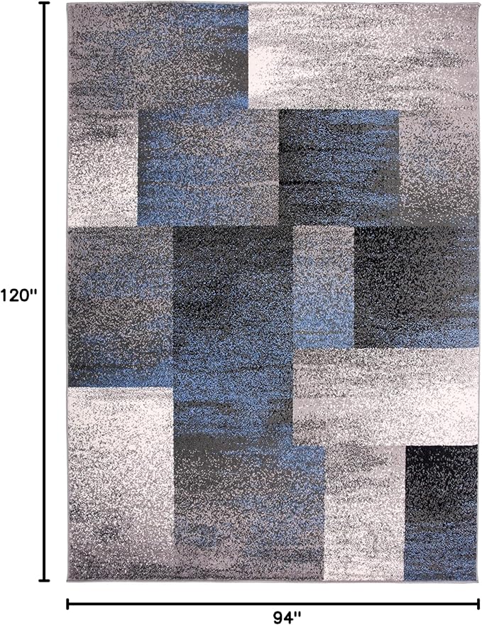 Rugshop Modern Distressed Boxes Area Rug 7' 10" x 10' Blue