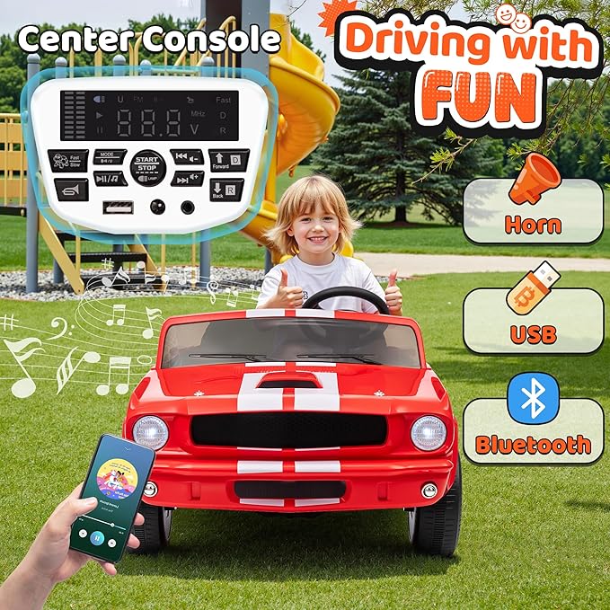 24V 2 Seater Ride on Toys, Licensed Shelby Cobra Kids Power Car Wheeler Ride On Toy w/ 2WD/4WD Switchable, Remote Control, 19" Spacious Seat, 4 Spring Suspension, Music, Bluetooth