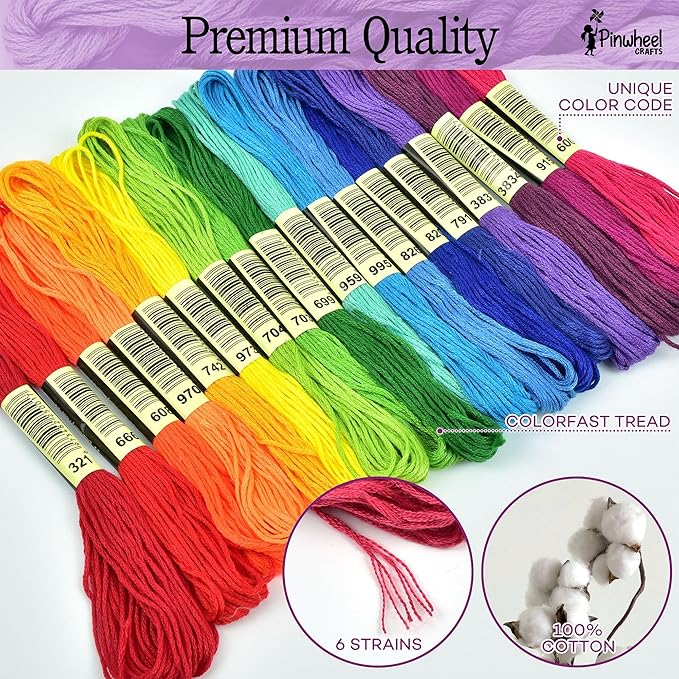 Pinwheel Crafts Friendship Bracelet Kit – DIY String Bracelet Making Kit for Girls 8-12 – 100 Floss, Colored/Metal Beads, Braiding Clip, Design Book – Jewelry Making Set for Girls Gift