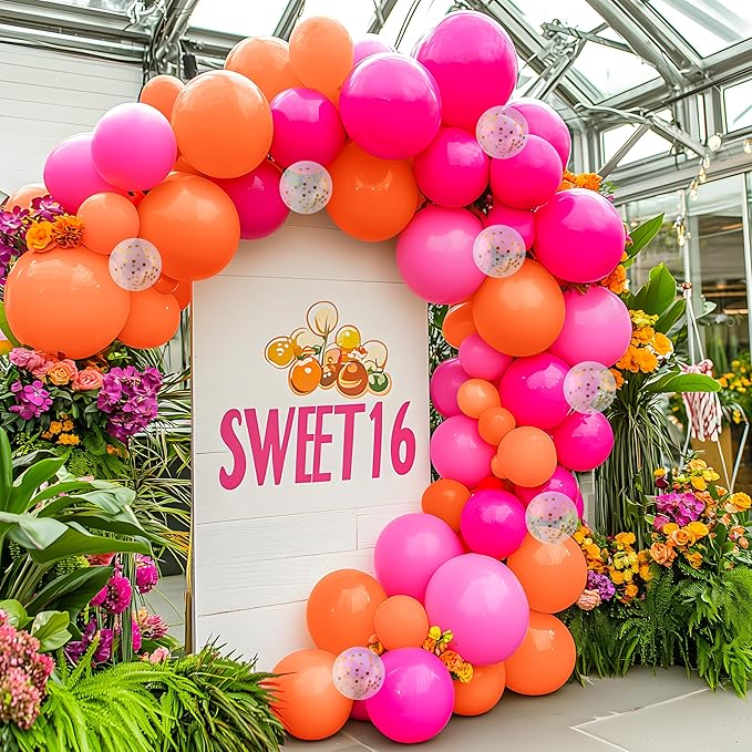 JOYIN 150 Pcs Orange Balloons, Different Sizes 18 12 10 5 Inch Orange Latex Balloon Arch Kit with Instruction for Birthday Party Graduation Wedding Holiday Decoration