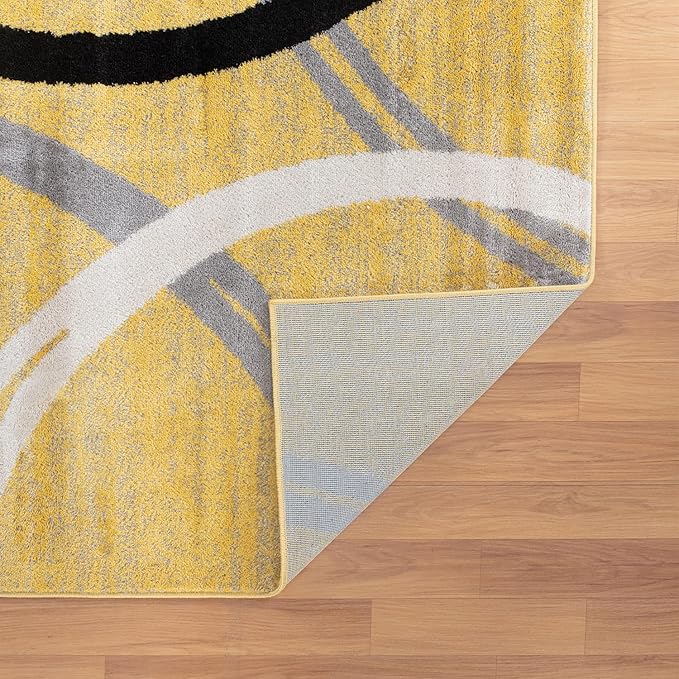 Rugshop Modern Wavy Circles Design Area Rug 3'3" x 5' Yellow