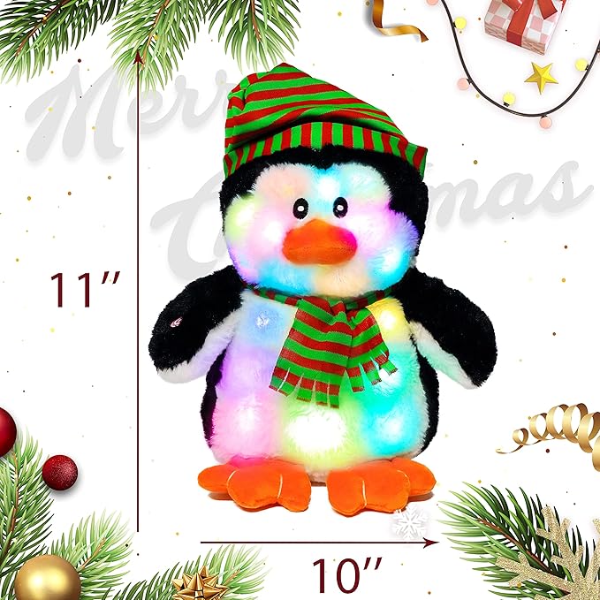 Cuteoy Light-up Plush Penguin LED Stuffed Animal Birthday Christmas Plushies Toy Gifts for Kids Toddler Girls,11“