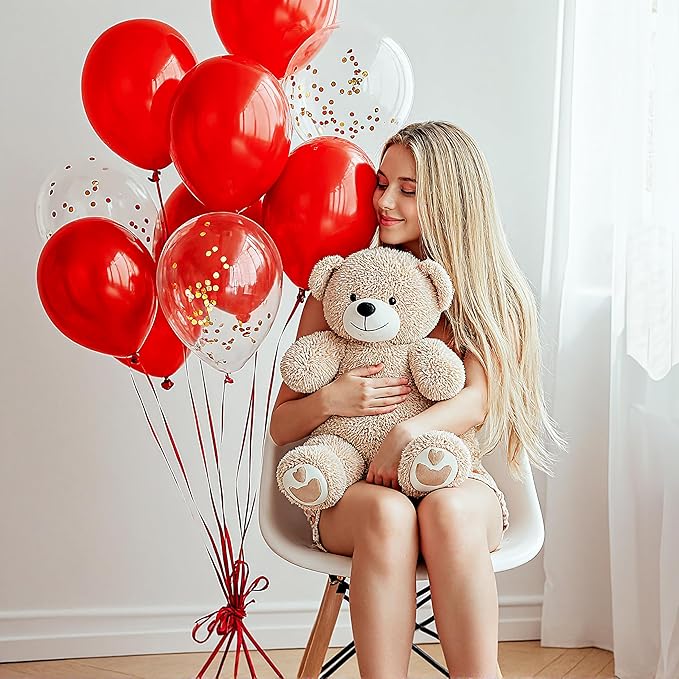 JOYIN 150 Pcs Red Balloons, Different Sizes 18 12 10 5 Inch Red Latex Balloon Arch Kit with Instruction for Birthday Party Decoration Graduation Wedding Holiday