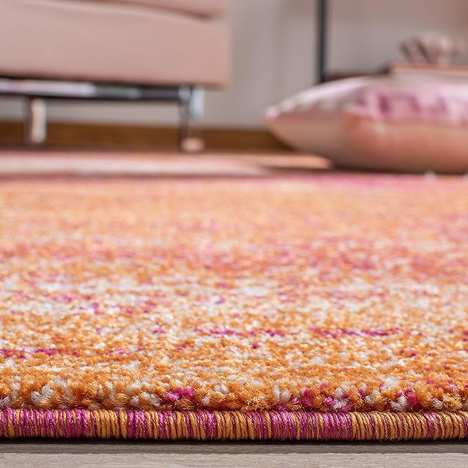 SAFAVIEH Evoke Collection 8' x 10' Ivory / Orange EVK272P Modern Abstract Non-Shedding Living Room Bedroom Dining Home Office Area Rug