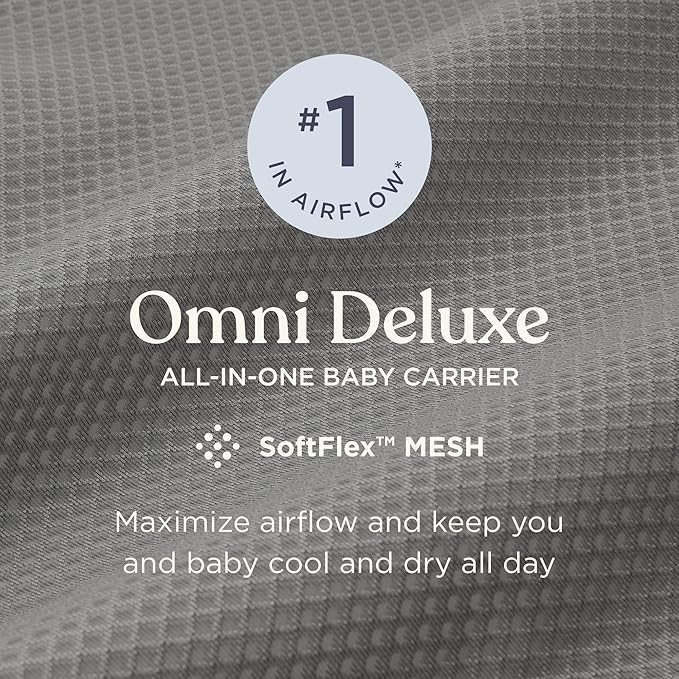 Ergobaby Omni Deluxe Baby Carrier Newborn to Toddler - Breathable Baby Carriers for Summer - All-Position Carrier with Enhanced Lumbar Support & Airflow (7-45 Pounds), Mesh, Graphite Grey