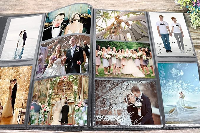 RECUTMS Photo Album 4x6 Holds 500 Photos Black Pages Large Capacity Leather Cover Wedding Family Baby Photo Albums Book Horizontal and Vertical Photos (Black)