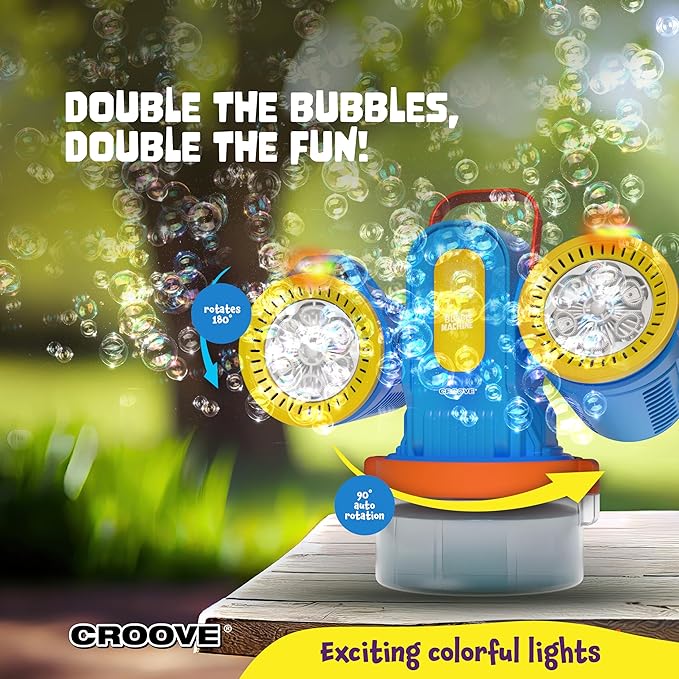 Rechargeable Bubble Machine for Kids,180° Rotation 10,000+ Big Bubbles Per Minute, Boy Birthday Gift, Outdoor Toys, Summer Games & Activities, Gifts for Toddlers, Boys & Girls Age 3,4,5,6,8+ Year Old