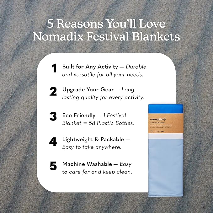 Nomadix Festival Blanket - Perfect for Picnics, Camping, & Lawn Seating - Plush Top & Water Resistant Base - Made with Post Consumer Recycled Materials - Stripes Retro - 60:x 70"