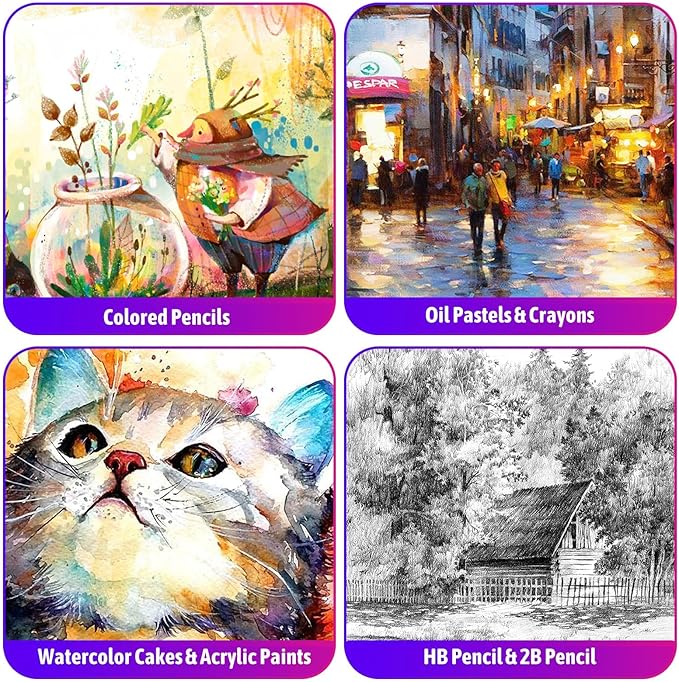 Art Supplies, iBayam 195 Pack Art Set Drawing Kit for Kids Teens Girls Boys Adult, Arts and Crafts Painting Kit, Art Kits Paint Set with Acrylic Pad, Sketchbooks, Watercolor Pad, Canvases, Gift Box