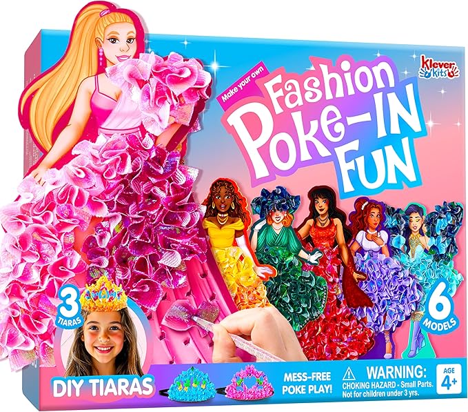 Klever Kits Poke in Fun Art Crafts for Kids Ages 4-8, Princess Dress-up, Art Activities, DIY Craft Kits, Birthday Gifts for Girls Ages 4 5 6 7 8+