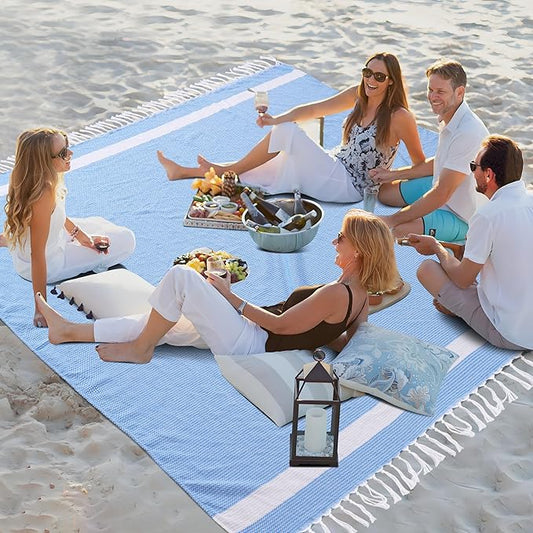 Jumbo Turkish Beach Towel Blanket Picnic Ourtdoor Mat Oversized Sandproof Fast Dry Thin Extra Large Xl Big Huge Compact Soft Cotton Neutral Cute Summer Vacation Gifts Travel Essential Cruise Ship Item