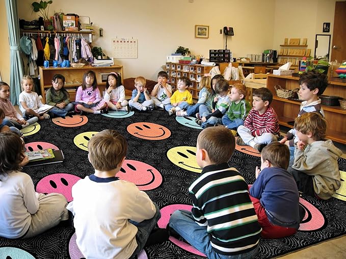 OLEEK Large Classroom Rug Elementary 8x10 - Classroom Rugs for Kids Room - Classroom Carpet Elementary - Kids playroom Rug 8 x 10 - Preschool Rugs for Classroom - Schoolgirl Style Classroom Decor