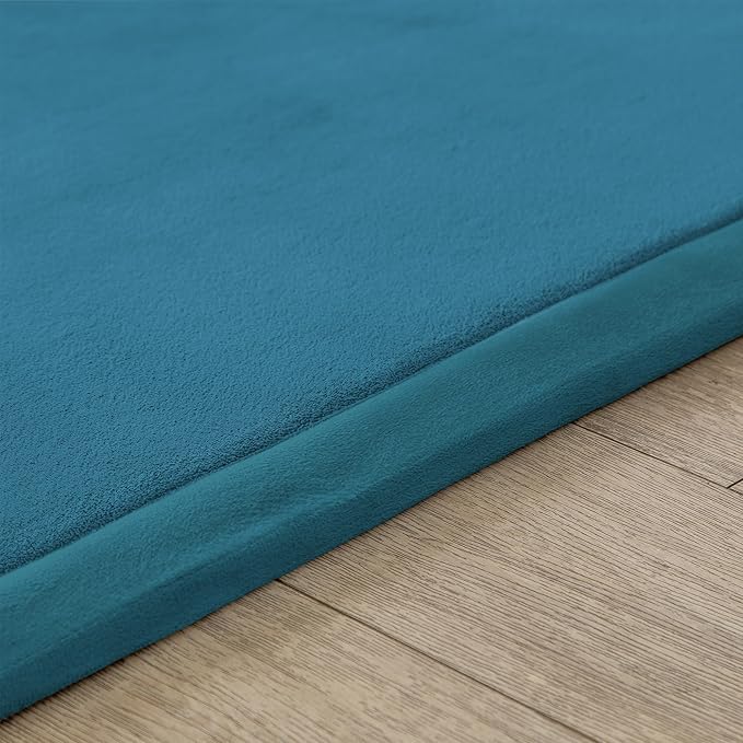 Loartee Nursery Rug Coral Velvet Crawling Rugs Mat Area Rugs Play Crawling Mat(6'8"x7'9", Blue) for Toddler Children Play Mat Yoga Mat Exercise Pads Carpet