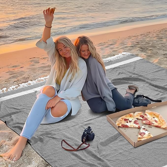 Jumbo Turkish Beach Towel Blanket Picnic Ourtdoor Mat Oversized Sandproof Fast Dry Thin Extra Large XL Big Huge Compact Soft Cotton Cute Summer Vacation Gifts Travel Essential Cruise Ship Accessories