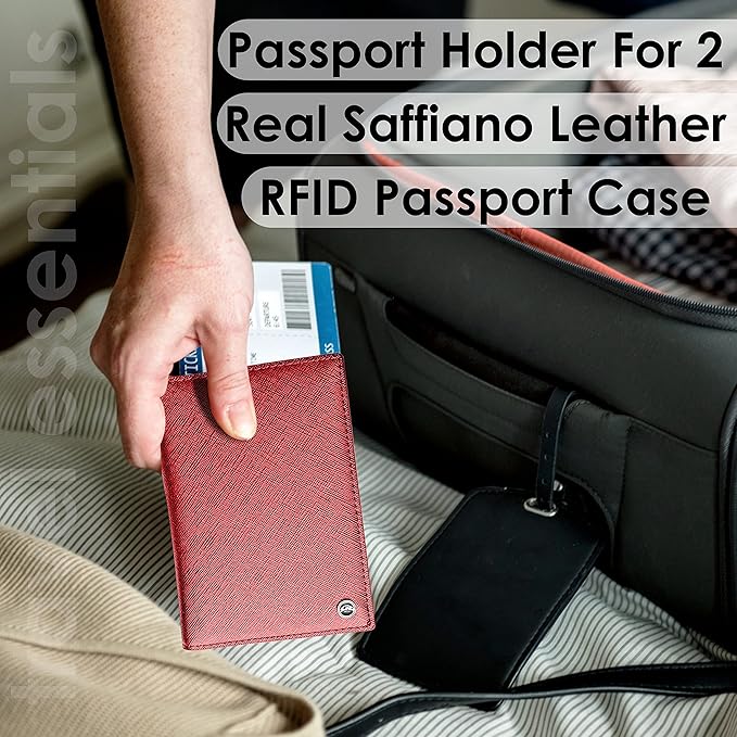 2 Passport Holder - Travel Essentials, RFID Blocking Wallet Credit Card Organiser, Plain Accessories Slim Cover For Men & Women