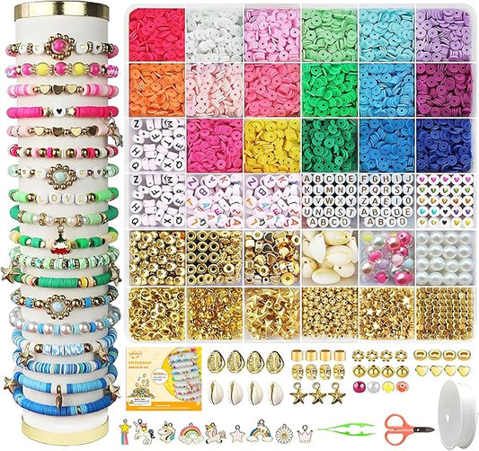 iumulinrui Friendship Bracelet Kit Concert Bracelets Merch, 5200 Pcs Clay Beads Bracelet Making Kit Tricolor Letter Bead, Jewelry Set with Pendant, DIY Craft Gifts Suitable for Beginners