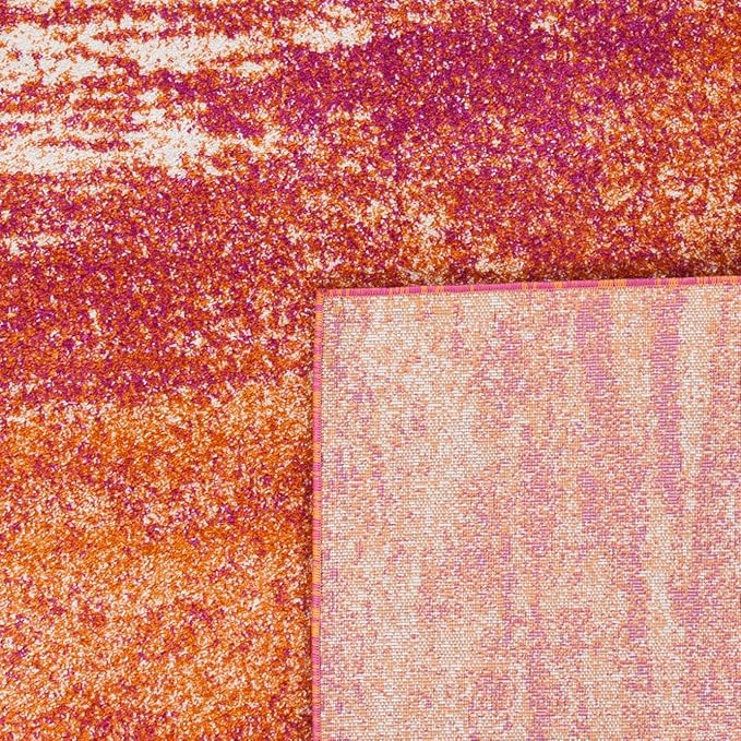 SAFAVIEH Evoke Collection 8' x 10' Ivory / Orange EVK272P Modern Abstract Non-Shedding Living Room Bedroom Dining Home Office Area Rug