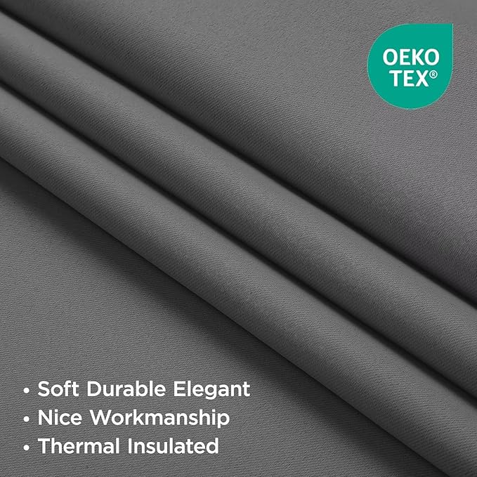 Joydeco Blackout Curtains 84 Inch Length 2 Panels Set, Thermal Insulated Black Out Curtains for Bedroom, Room Darkening Drapes for Living Room Window (W52 x L84 Inch, Light Grey)