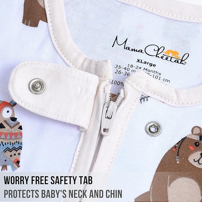 Mama Cheetah Baby Sleep Sack 0.5 TOG, Organic Cotton Baby Wearable Blanket with Two-Way Zipper, Swaddle Transition Baby Sleeping Bag for Newborn Infant Toddler Boy Girl, 6-12 Months