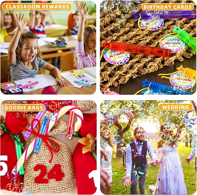 120 Pack 10 Colors Bulk Bubble Wands,Party Favors Bubbles Wand for Kids,Perfect for Wedding,Summer Outdoor Toys,Goody Bags Stuffer Bubbles,Carnival Prize,Birthday