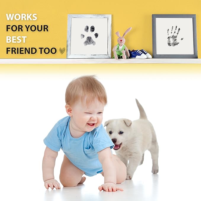 Large Clean Touch Ink Pad for Baby Handprints and Footprints – Inkless Infant Hand & Foot Stamp – Safe for Babies, Doesn’t Touch Skin – Perfect Family Memory or Gift, Black Print Kit by Tiny Gifts