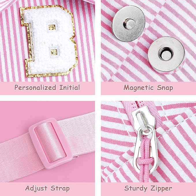 Birthday Gifts for Girls Kids, Personalized Small Initial Pink Sling Bag for Kid Girls | Small Initial Monogram Fanny Packs Crossbody Bag Purse for Girl Kid Year Old Birthday Gifts (Pink A)