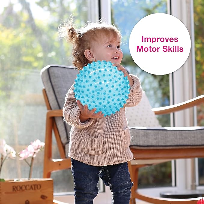 Edushape Original Sensory Ball - 7" Deflated with Pump, Transparent Blue, Enhances Gross Motor Skills for Kids 6 Months & Up