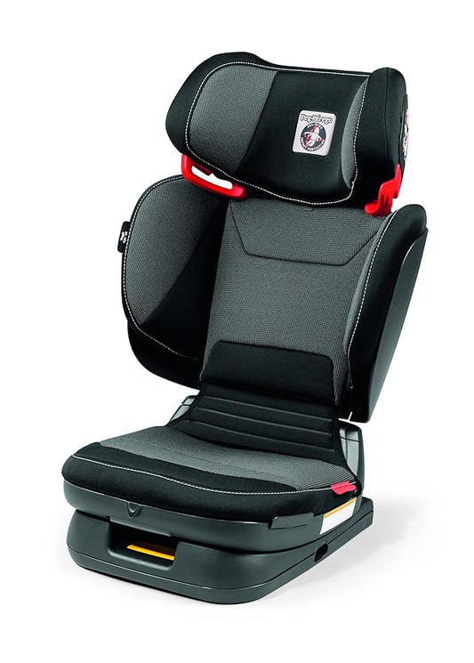 Peg Perego Viaggio Flex 120 Booster, 4D Total Adjust for Safety & Comfort, No Armrests, Compact Fold for Travel, 40-120 lbs, Made in Italy, Crystal Black (Black)