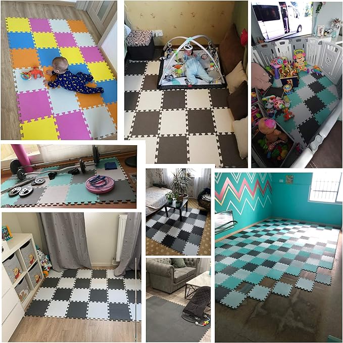 YIMINYUER® 20 Tiles (30cm×30cm×1cm Each Tile) Baby Soft Puzzle Play Mats, Kids Thick EVA Foam Floor, Toddlers & Children's Soft Interlocking Mat R06R10G301020