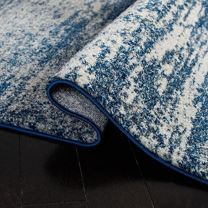 SAFAVIEH Evoke Collection 9' Square Navy/Ivory EVK272A Modern Abstract Non-Shedding Living Room Bedroom Dining Home Office Area Rug