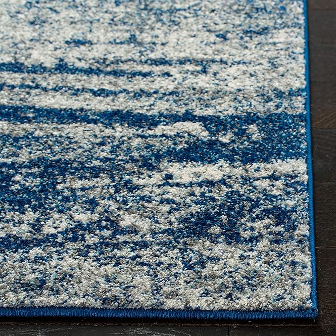 SAFAVIEH Evoke Collection 9' Square Navy/Ivory EVK272A Modern Abstract Non-Shedding Living Room Bedroom Dining Home Office Area Rug