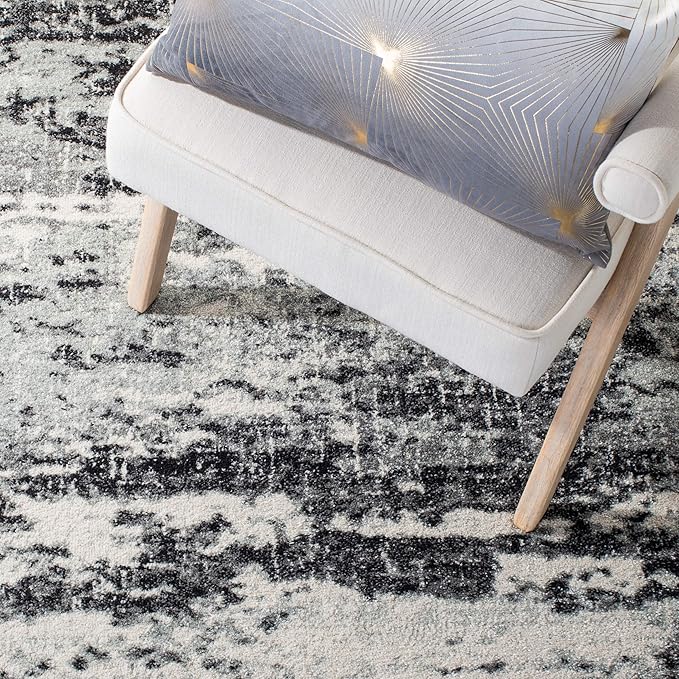 SAFAVIEH Evoke Collection 9' x 12' Ivory / Dark Grey EVK272G Modern Abstract Non-Shedding Living Room Bedroom Dining Home Office Area Rug