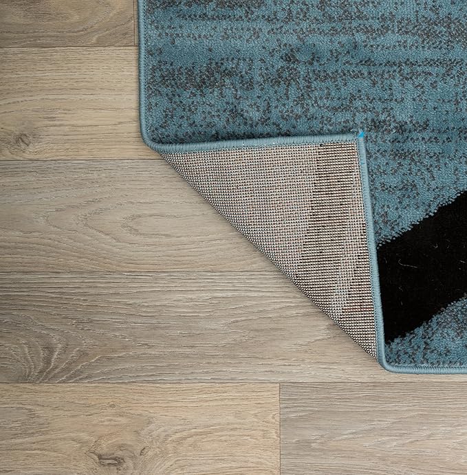 Rugshop Modern Wavy Circles Design Area Rug 6'6" x 9' Blue