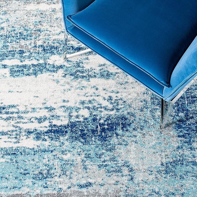SAFAVIEH Evoke Collection 8' x 10' Light Blue/Grey EVK272M Modern Abstract Non-Shedding Living Room Dining Bedroom Area Rug