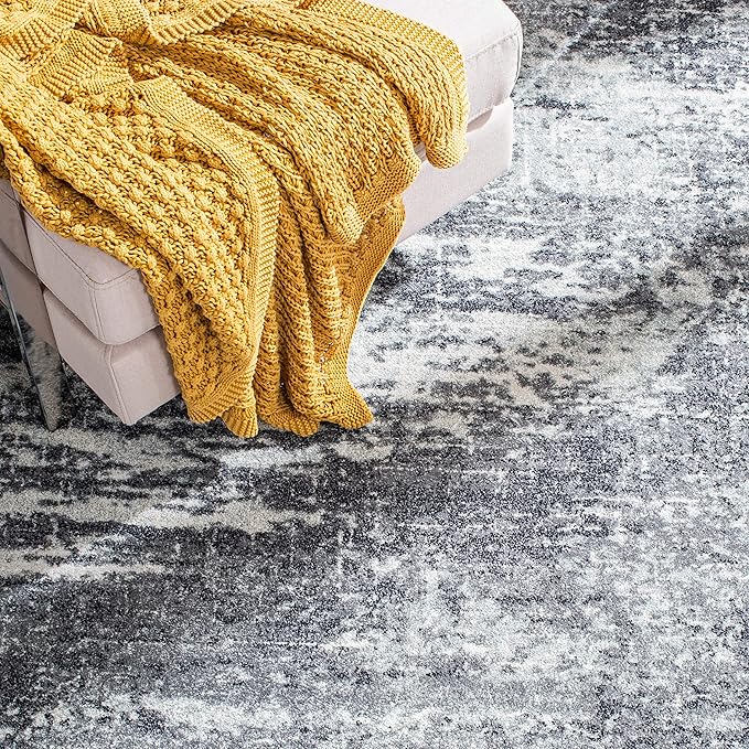 SAFAVIEH Evoke Collection 9' x 12' Ivory/Grey EVK272F Modern Abstract Non-Shedding Living Room Bedroom Dining Home Office Area Rug