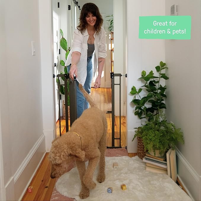 Ingenuity Multi-Use Decorative Extra Tall Walk-Thru Baby Gate, Fits Openings 28.5-48 Inch (Pack of 1), Black Metal, for Doorways and Stairways, 36' Tall Baby and Pet Gate, Black, One Size