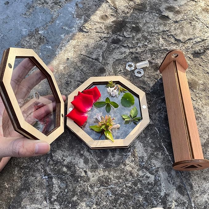 Natural DIY Kaleidoscope Kit, New Wooden Magic Rotating Kaleidoscope Making Set for Nature Lovers, Best Gift, Outdoor Classic Handmade Education Toys (2 Pcs Normal+Flower)