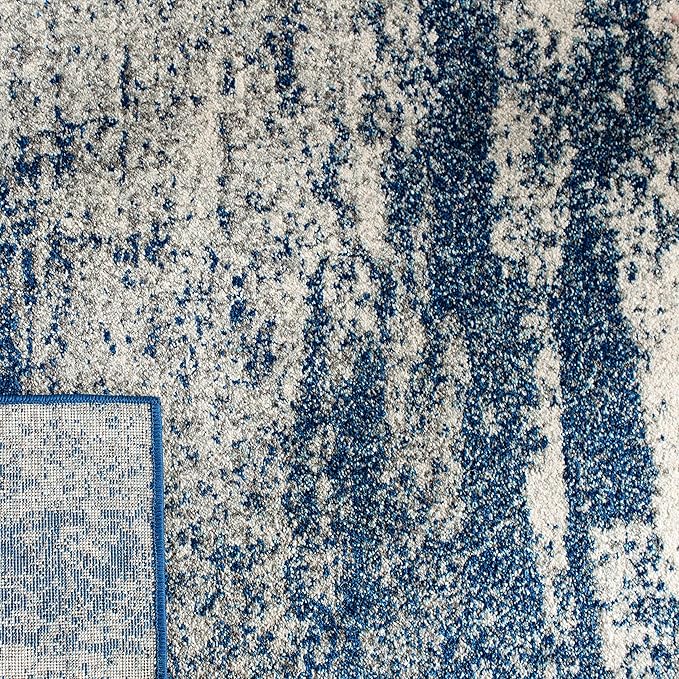 SAFAVIEH Evoke Collection 9' Square Navy/Ivory EVK272A Modern Abstract Non-Shedding Living Room Bedroom Dining Home Office Area Rug