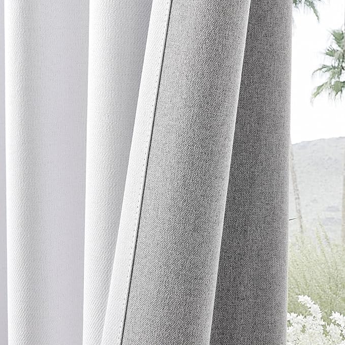 Joydeco Faux Linen Blackout Curtains for Bedroom,White Blackout Curtains 108 inches Long,100% Blackout Solid Thermal Insulated Window Drapes Luxury Decor for Living Room（W52xL108 Inch,White）