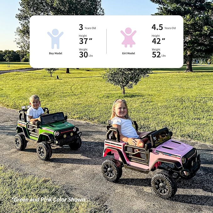 12V Kids Ride on Car Truck, Kids Electric Vehicles Car Ride on Toy for Toddlers 3-5 with Remote Control - Purple