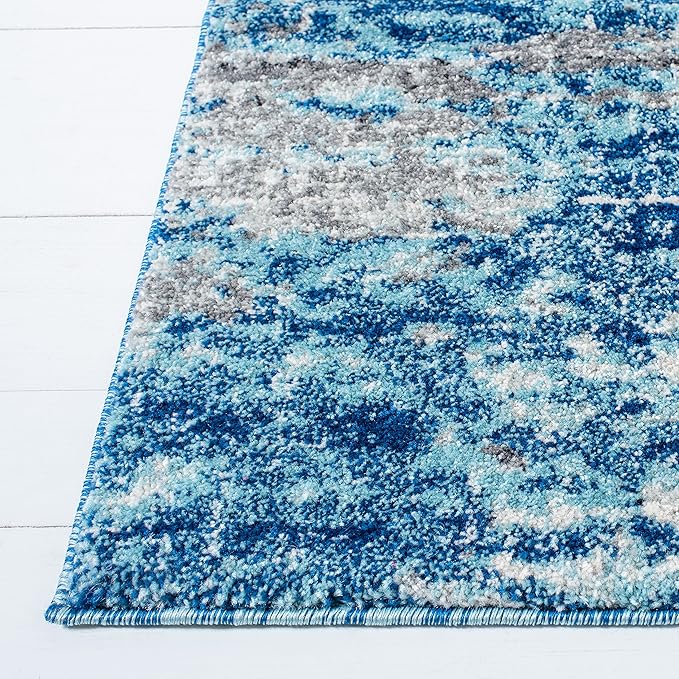 SAFAVIEH Evoke Collection 6'7" x 9' Light Blue/Grey EVK272M Modern Abstract Non-Shedding Living Room Dining Bedroom Area Rug